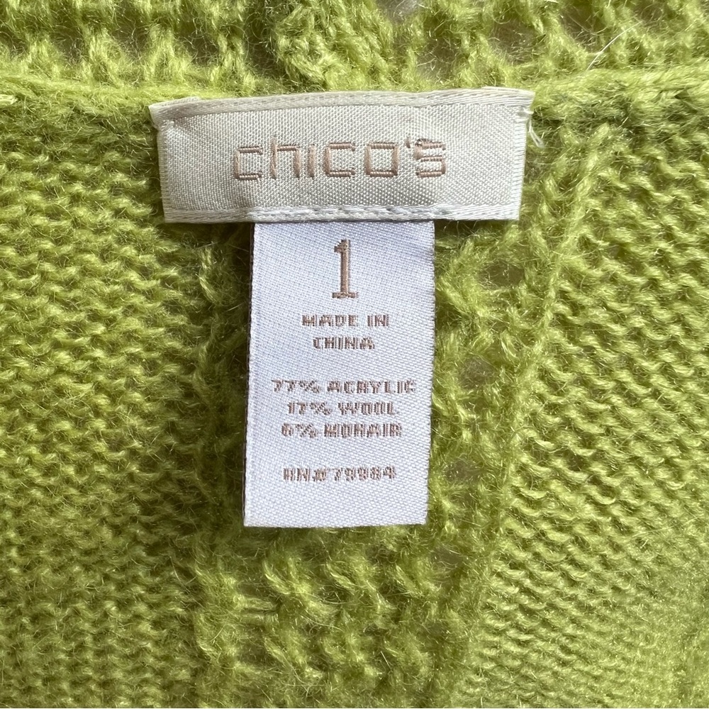 Chico's Lime Green Women's Open Cardigan Shrug Size 8 medium - Picture 4 of 7